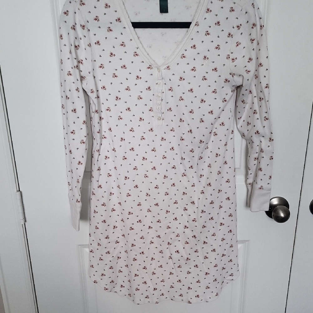 Ralph Lauren Cream Long Sleeve V-Neck Pajama Shirt